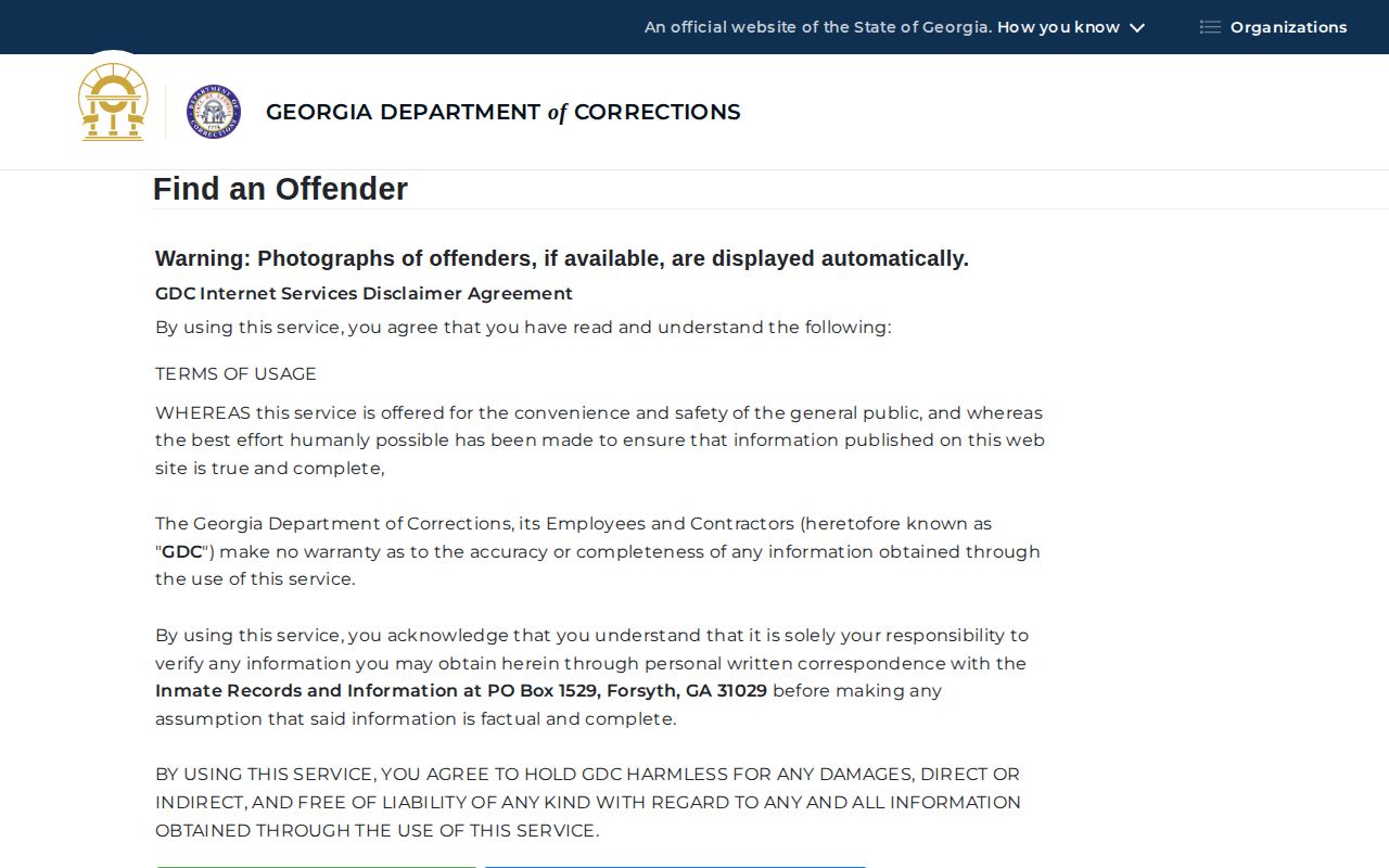 GDC search for Bacon County released inmate records